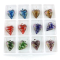 Fashion Heart Murano Lampwork Glass Pendants for Jewelry Making 12pcs/box , MC0096